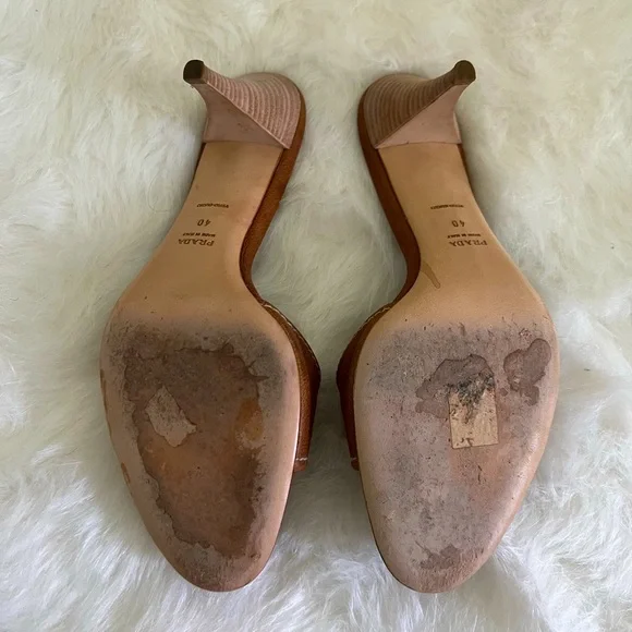 Prada Calzature Donna Wooden Buckle Slide Sandals - Size 40/US 9